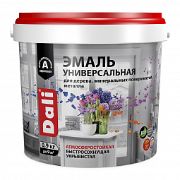 Эмаль акриловая глянцевая 0,9 кг DALI универсальная База А RAL 9010 *6/384 Эмаль акриловая глянцевая 0,9 кг DALI универсальная База А RAL 9010 *6/384