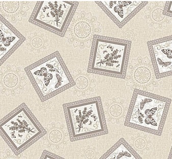 Клеёнка на нетканой основе "Мажор" "Салфетки с бабочками" бежев. шир."1,35м 640/2 "Колорит" *20