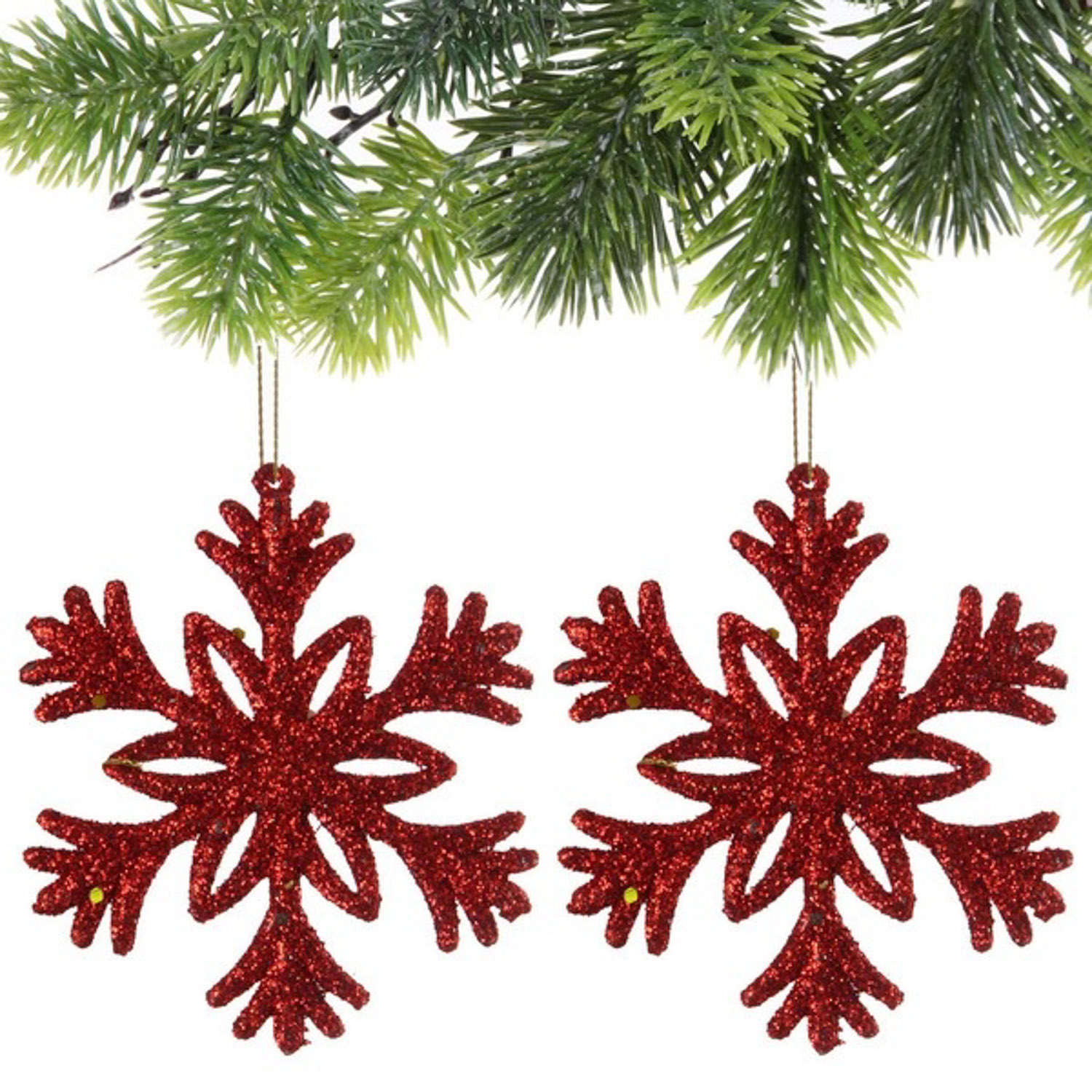 Подвеска "Снежное волшебство" 10 см (набор 2 шт), красный Подвеска "Снежное волшебство" 10 см (набор 2 шт), красный