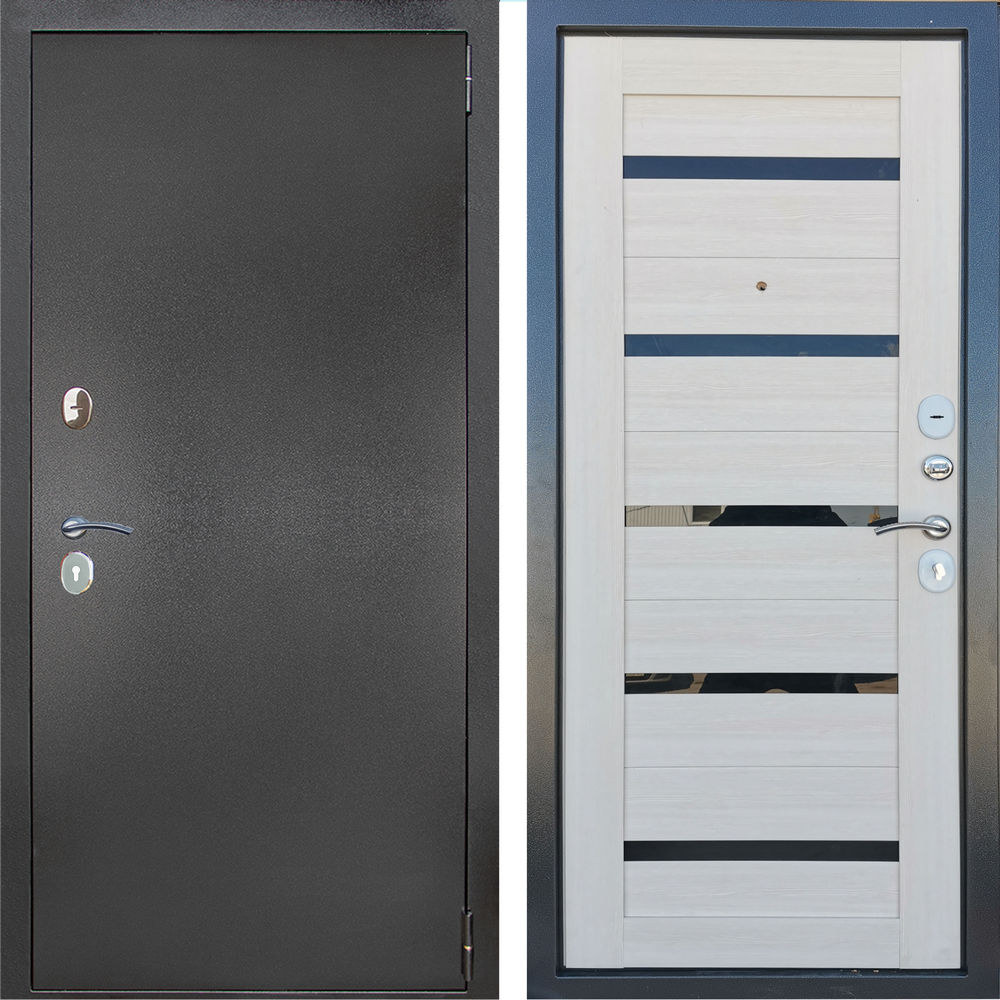 Дверь входная 2050х960х70 мм Дверной континент, правая, серебристый антик/лиственница беленая