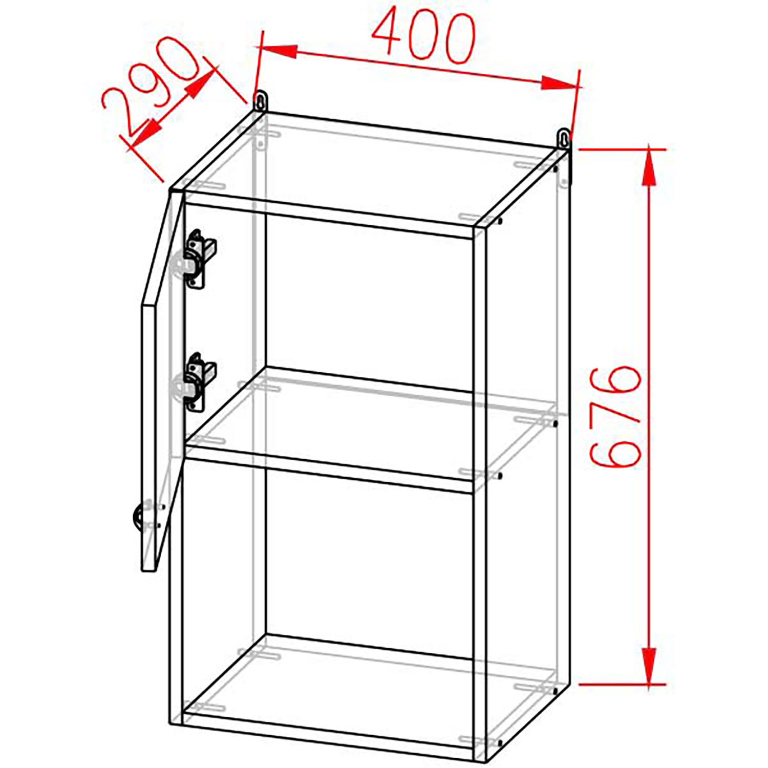 Шкаф навесной 400х676х290 мм BROZEX-WOOD Liberty, с дверцей, белый