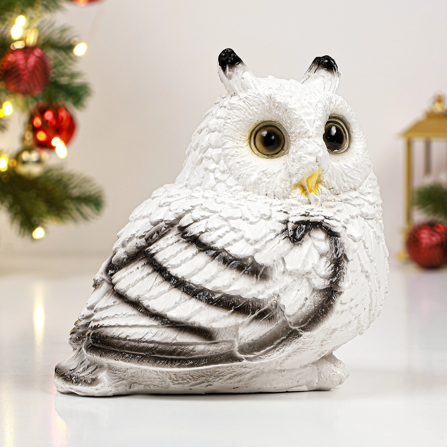 Садовая фигура "Совушка малая" белая 15х15см  3242434