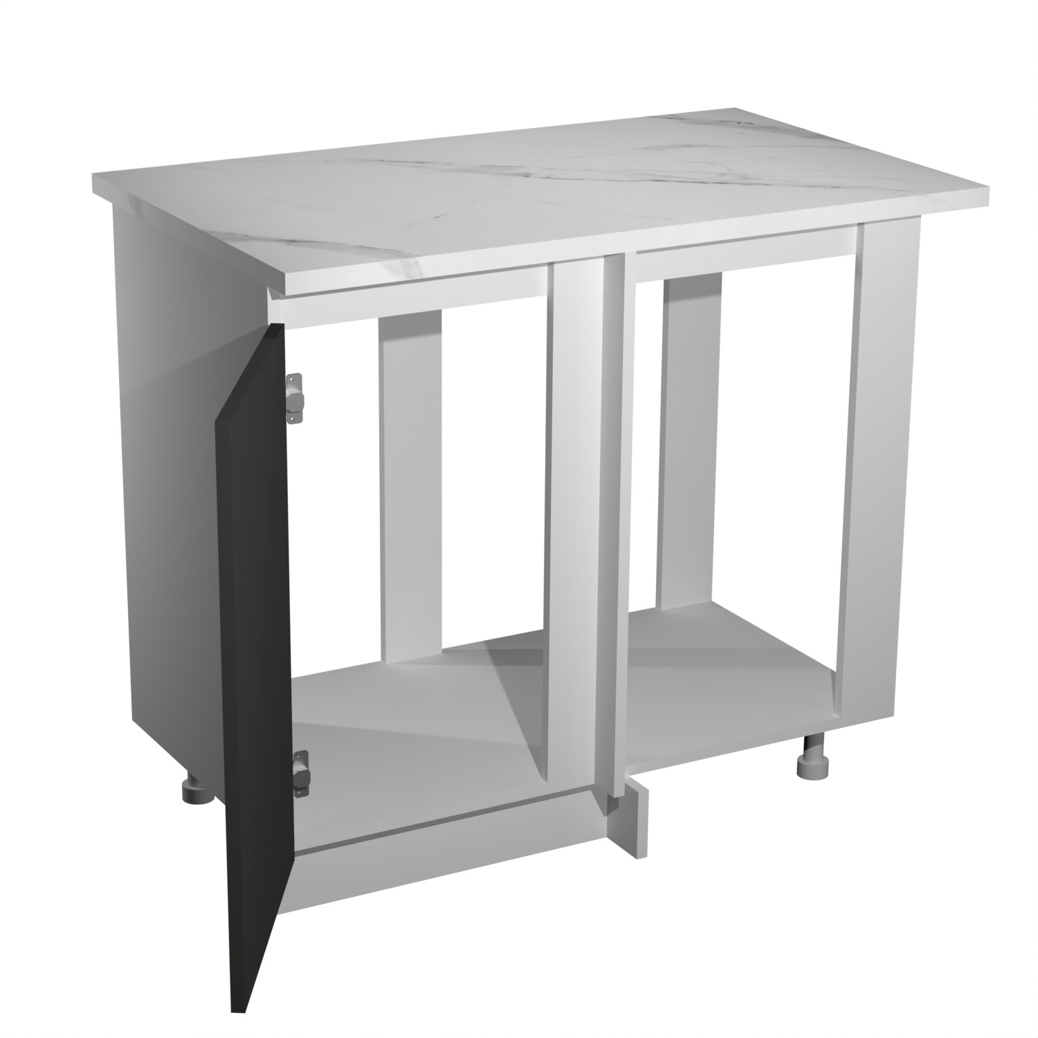 Шкаф напольный угловой 1000х850х600 мм BROZEX-WOOD Camellia, правый, с дверцей, серый / графит