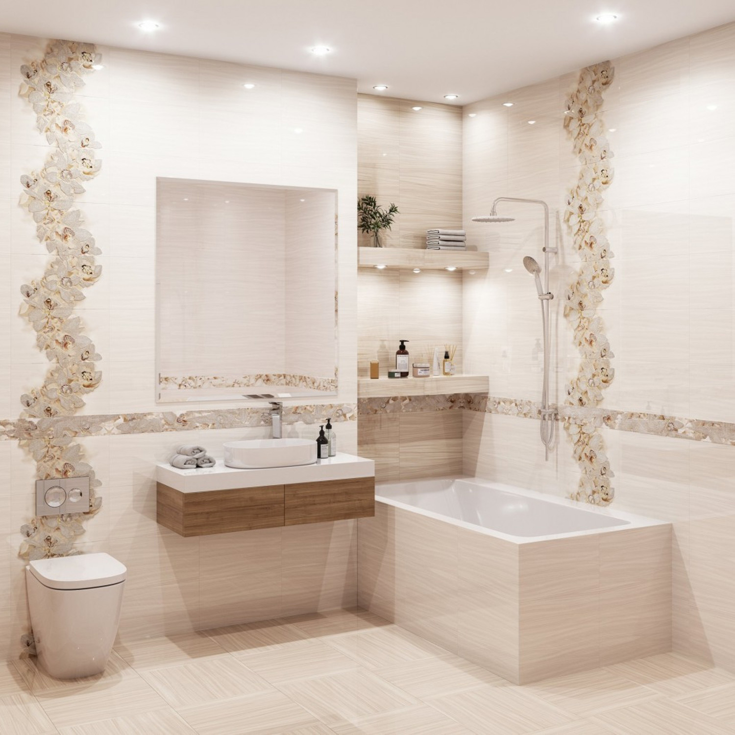 Плитка 45х25 см настенная 1.46 м² Global Tile Aroma, бежевый