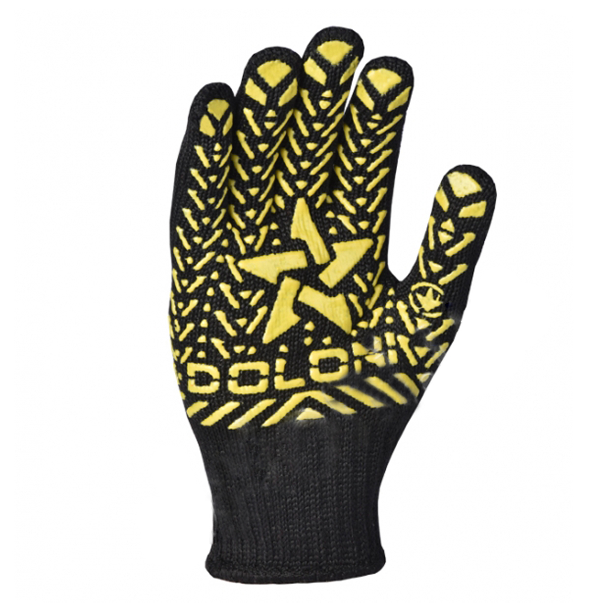 Перчатки ХБ с ПВХ рис 7кл (5 нити) 90гр черн/желт, оверлок (арт.562) Doloni/Ladoni 10/200