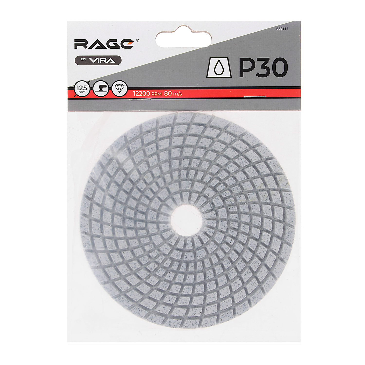 Алмазный гибкий шлифовальный круг Р30 125 мм мокрое шлифование RAGE by VIRA