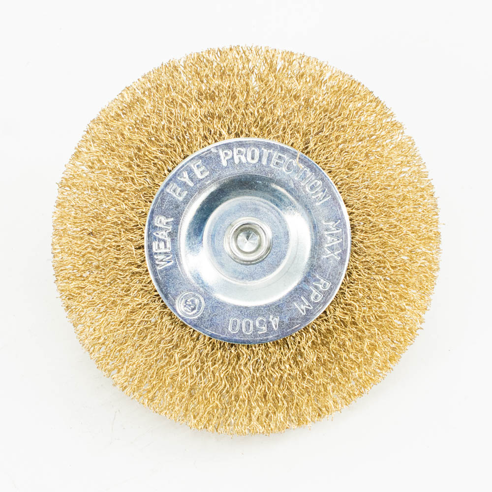 Щетка-крацовка "круглая" латунирован.круч.провол. 0,3мм 100мм для дрели арт.36702100 Bohrer*1/10/120