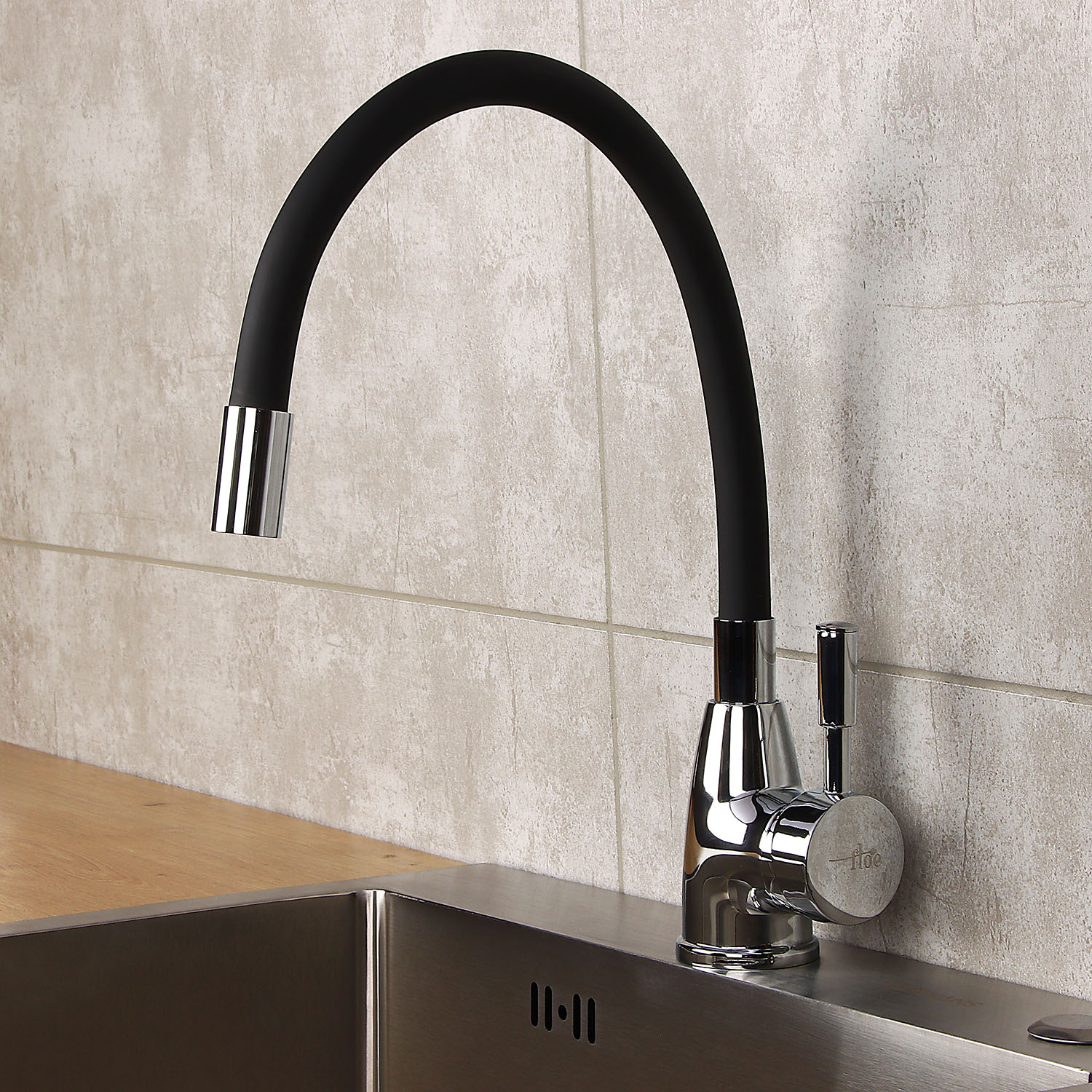 Смеситель для кухни FLOE FK234-DN с гибким изливом (черный) *1/10