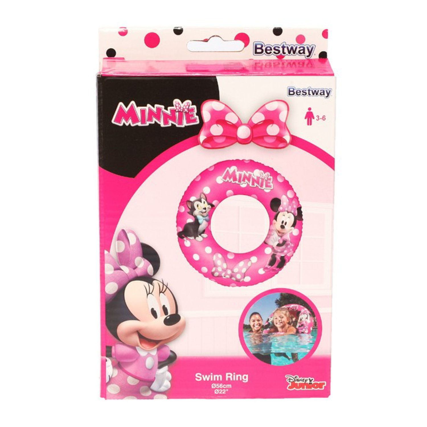 Круг для плавания детский BESTWAY Минни Маус, диаметр 56 см, 3-6 лет