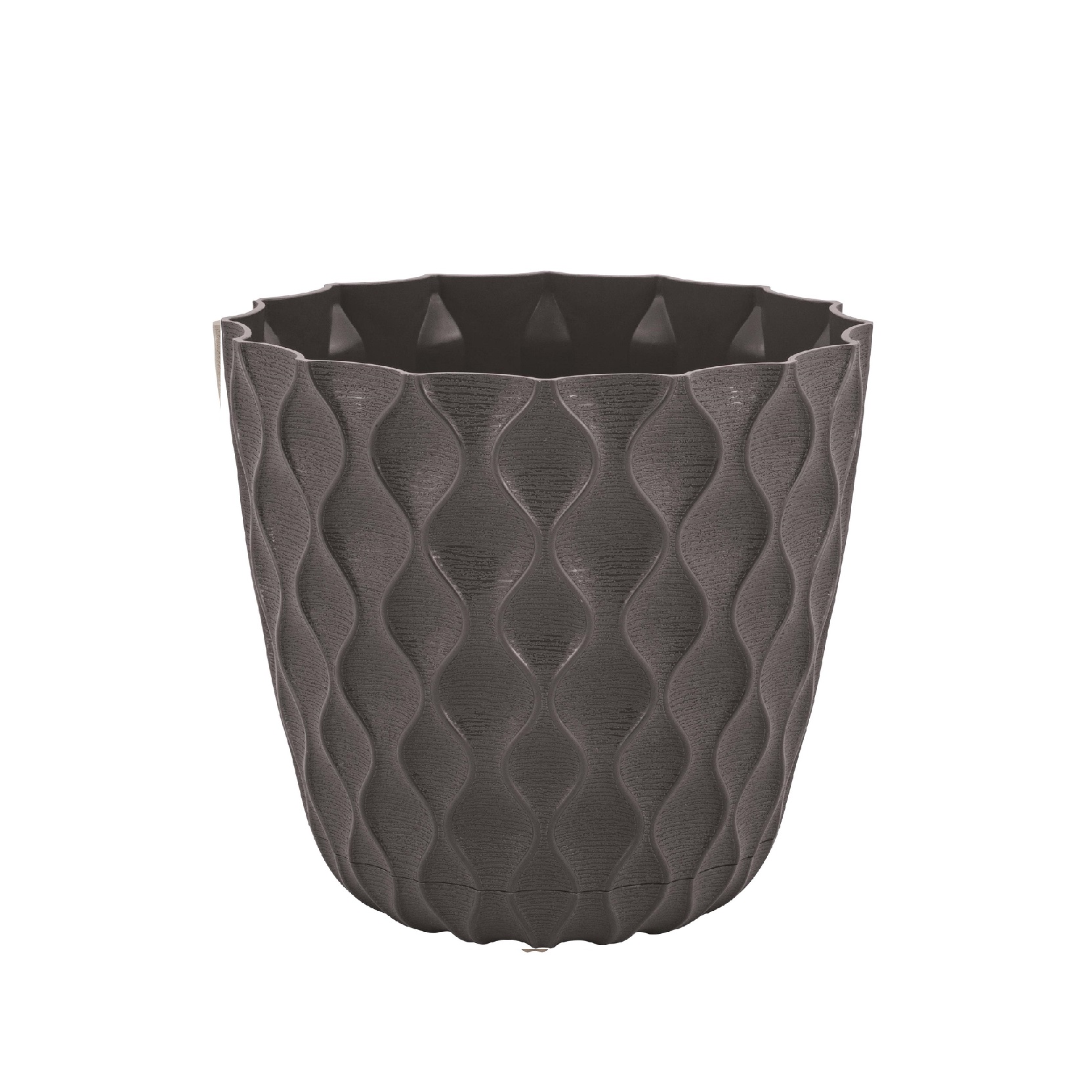 Кашпо пластм. "Wave" 1,4л d верха 145мм h132мм с поддоном Горький шоколад IG650110011 *1/10 Кашпо пластм. "Wave" 1,4л d верха 145мм h132мм с поддоном Горький шоколад IG650110011 *1/10