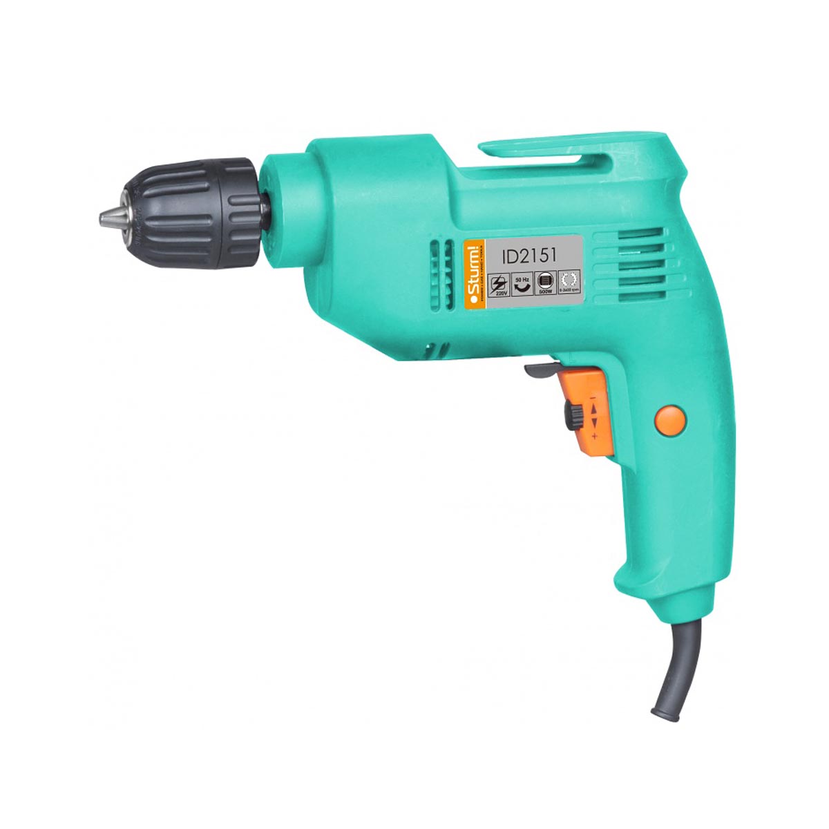 Дрель 500Вт 1скор.0-2600об/мин патрон10мм реверс ID2151 STURM *1/6