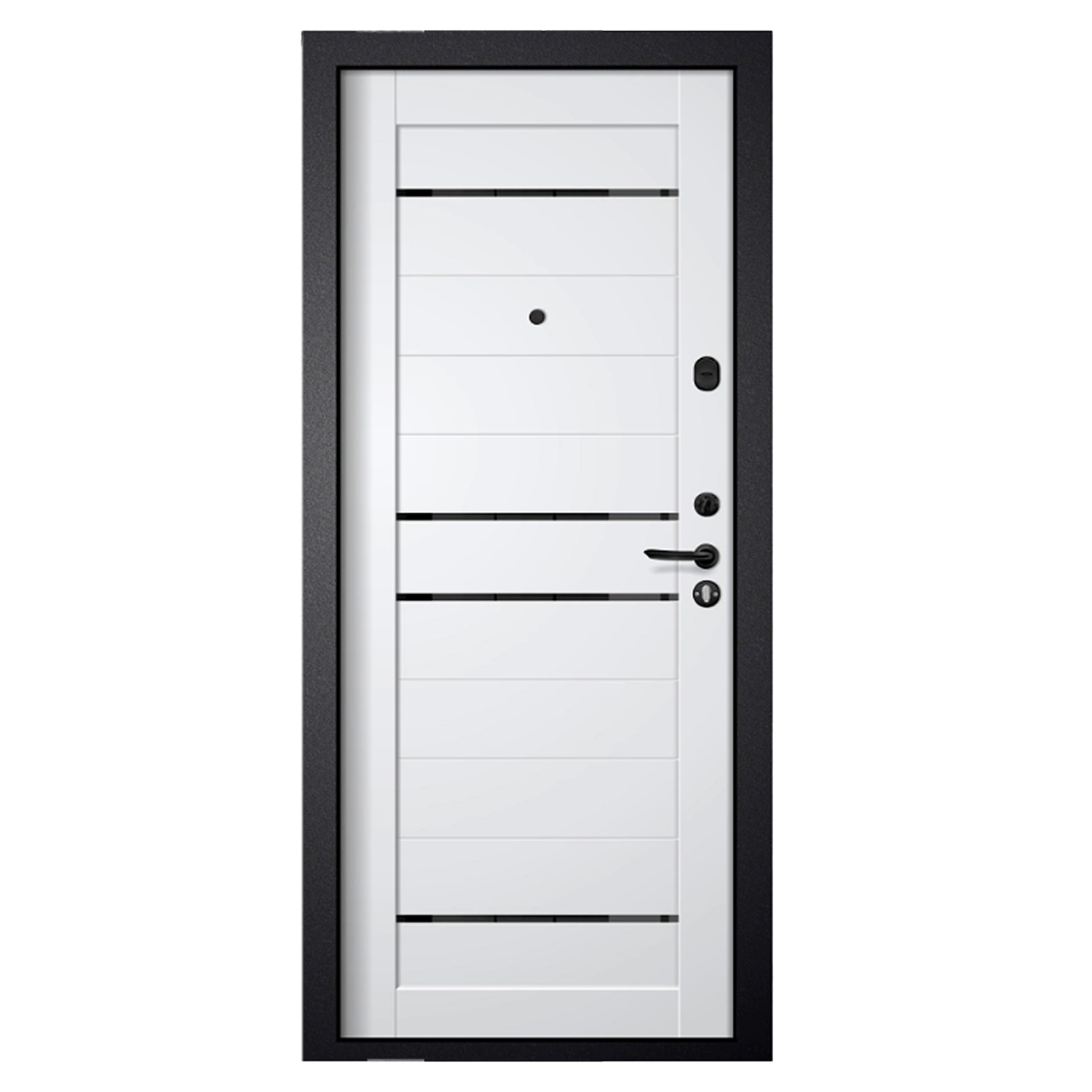 Дверь входная Двери Гуд М-3 GOODMAN, 860х2050х80 мм, со стеклом, правая, черный шелк/белый