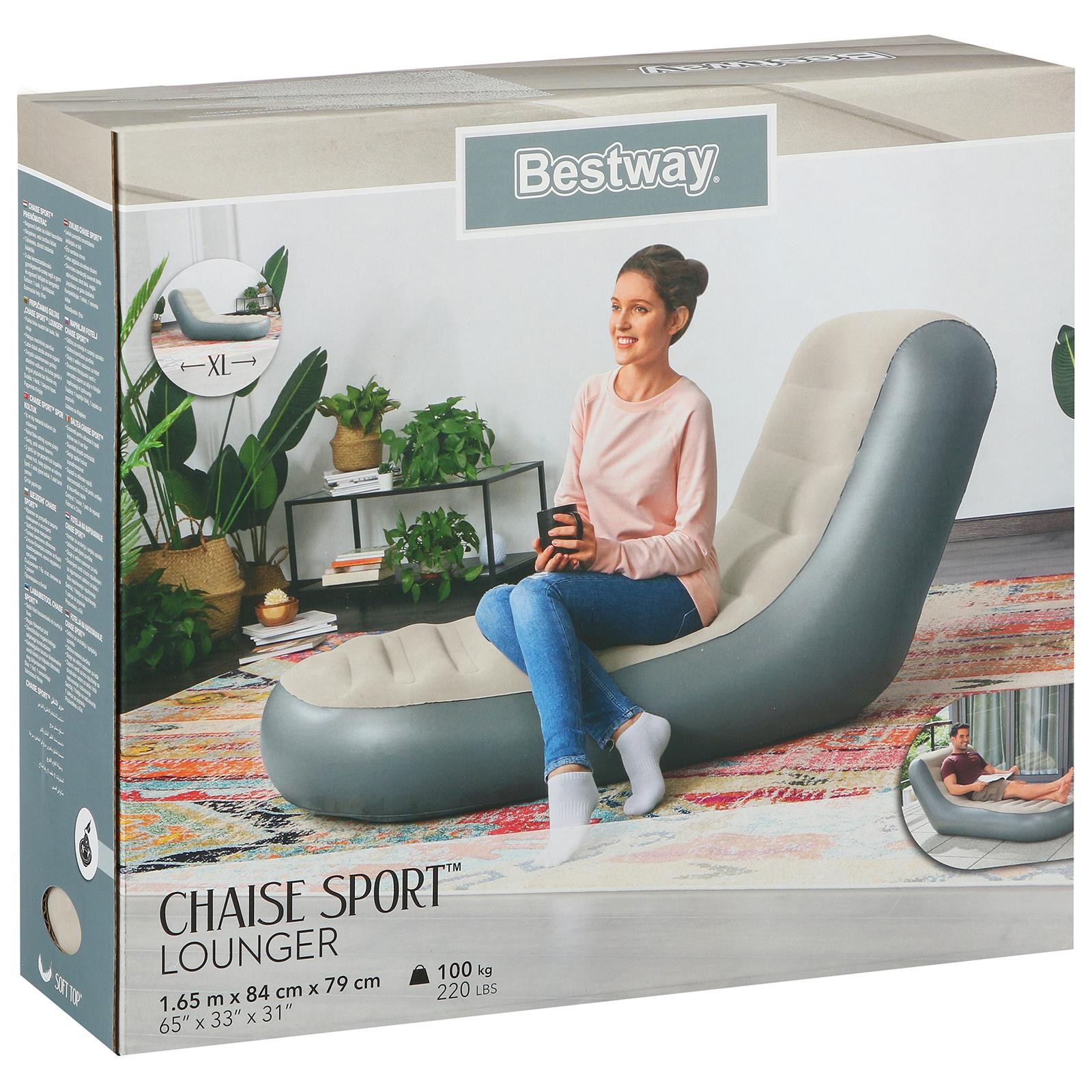 Шезлонг надувной BESTWAY Chaise Sport, 165х84 см, до 100 кг
