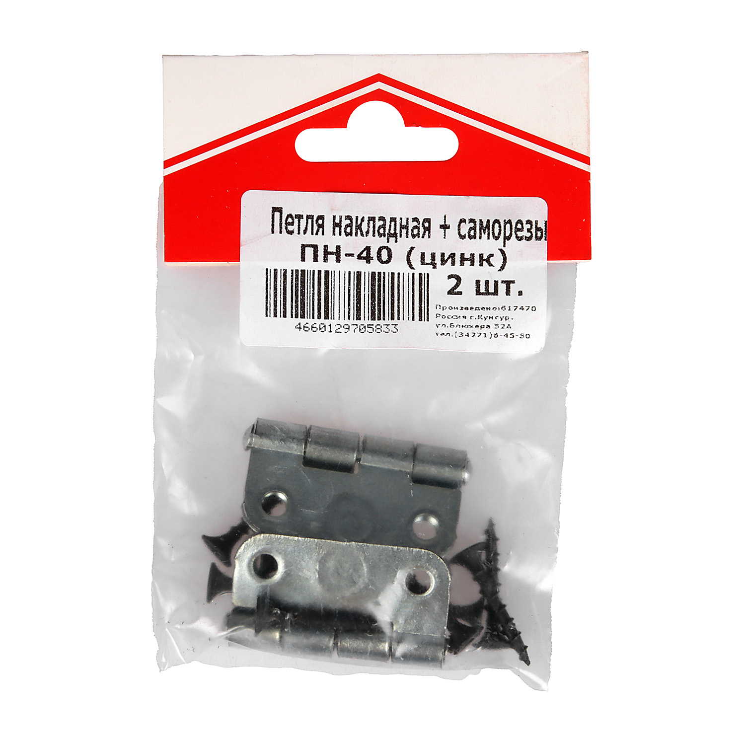 Петля накладная 40мм цинк (комплект 2 шт + саморезы) ДомоСтрой *10/100 Петля накладная 40мм цинк (комплект 2 шт + саморезы) ДомоСтрой *10/100