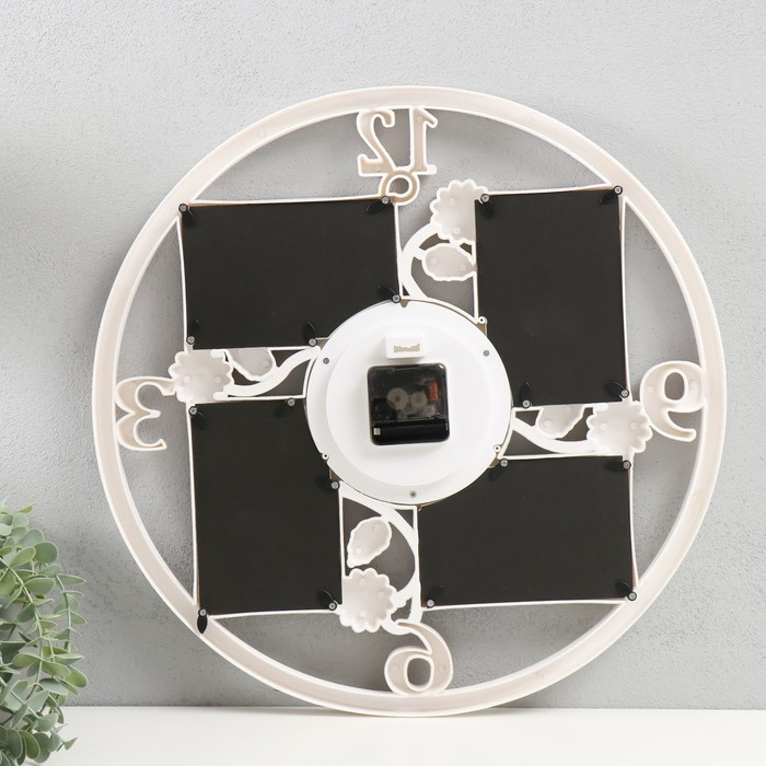 Фоторамка коллаж с часами на 4 фото 10х15 см, 46х46 см, 10115286