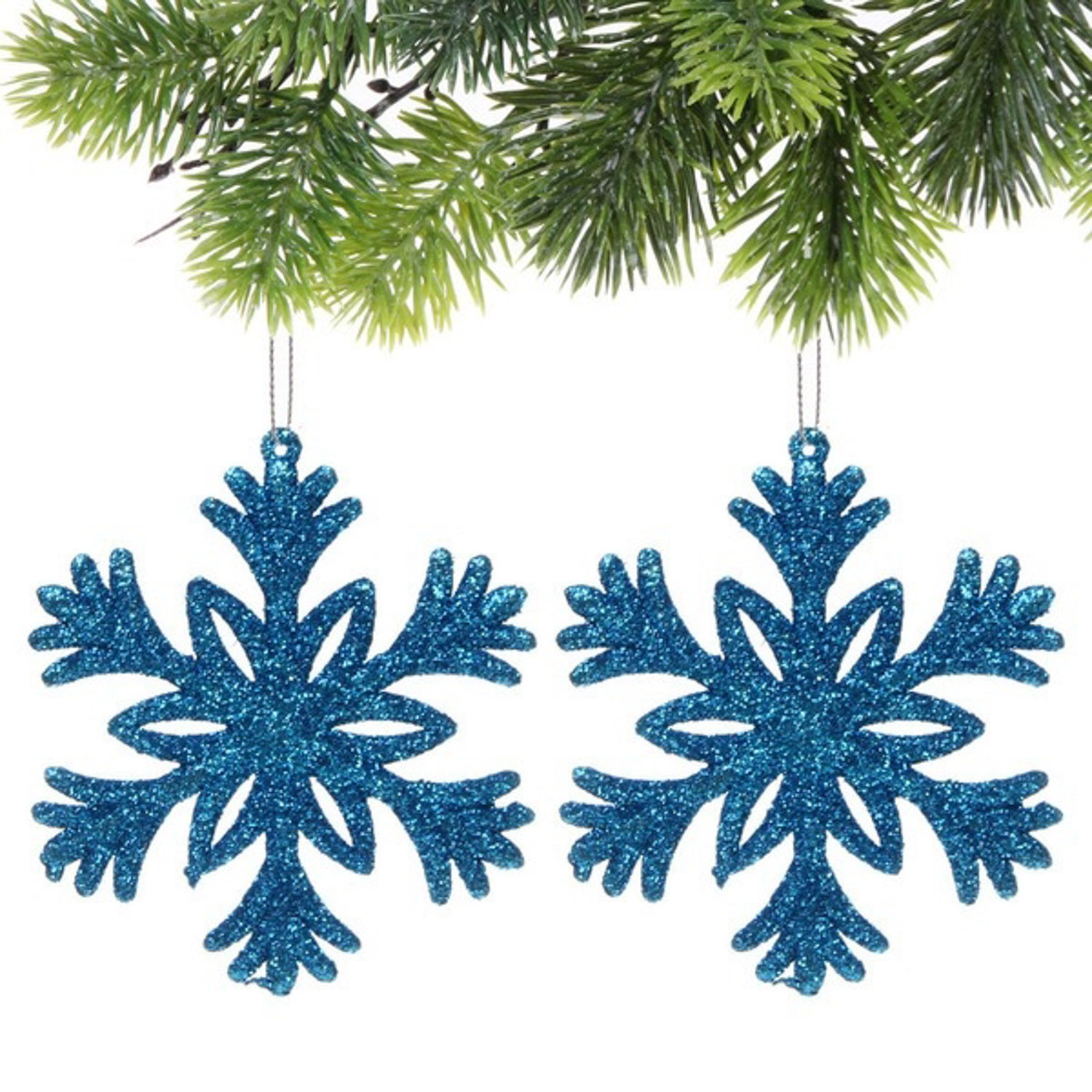 Подвеска "Снежное волшебство" 10 см (набор 2 шт), голубой Подвеска "Снежное волшебство" 10 см (набор 2 шт), голубой