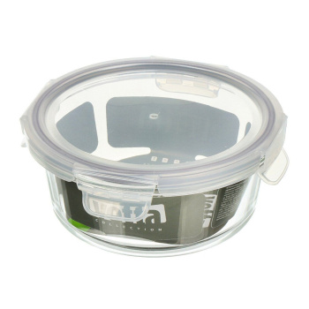 Контейнер д/прод. стекл. жаропр. 0,6л кругл. d180мм, выс.77мм пласт.крышка арт.825-013 "VETTA" *1/24