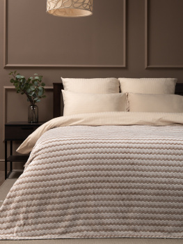 Плед 150*200см фланель жаккард двухцветный бежевый TF FNAC BE-GY3 006/1520 NC Absolute *1