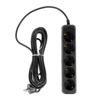 Удлинитель 5 розеток 5м с/з ПВС 3*0,75мм2 10А мощ. нагр 2200Вт ЧЕРНЫЙ ЭРА UX-5e-5m-B *1/5/10 Удлинитель 5 розеток 5м с/з ПВС 3*0,75мм2 10А мощ. нагр 2200Вт ЧЕРНЫЙ ЭРА UX-5e-5m-B *1/5/10