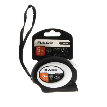 Рулетка 5м х19мм резино-пластик.корп. стальная лента автостоп арт.100043 VIRA RAGE *1