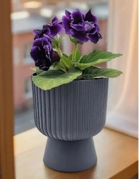 Кашпо пластм. "Бекер" 2,8л d верха 175мм h 195мм с поддоном Антрацит 5 0735 PL *1/8