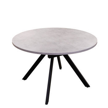 Стол раздв.ЛОКИ d1200(+380) h750мм ЛДСП EGGER Бетон Чикаго свет,Царгов пояс Черный матовый металл*1