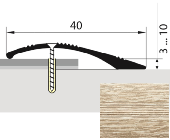 Порог-стык разноуровневый 40х1800 мм Русский профиль, дуб беленый