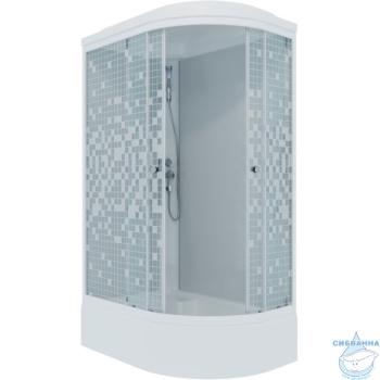 Кабина душевая 120х80х232 см Triton Коралл, средний поддон, стекло мозаика, левосторонняя, белый