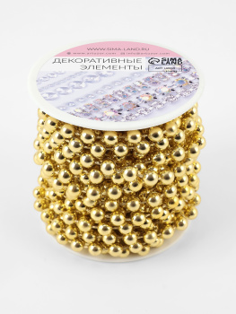 Бусы на нитях круглые 7,5мм*10±1ярд золотой пластик бобина АУ     10450161