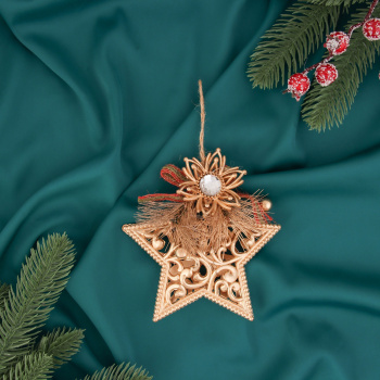 Украшение ёлочное "Звезда с цветком" 12х12 см, золото   10514162