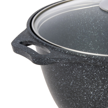 Кастрюля алюм. литая а/приг. Kukmara "Мраморная" темный 3,0л Стекл.кр. кмт32а (Кукмор) *1/3