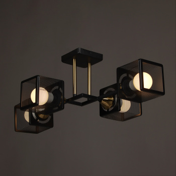 Светильник потолочный N6400/4 BK+COP 4*40W E27 220V (l-555; w-345; h-195) S=16м2  VERNER LIGHTING *1