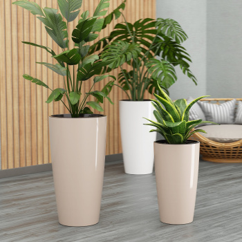 Кашпо пластм. "Рондо" высокое 35л d 320мм h565мм, со вставкой 15л Бежевый М8880 (ЗПИ "Альт.") *1