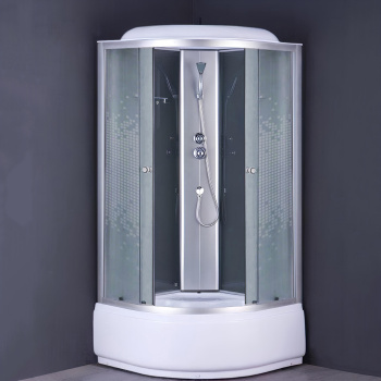 Кабина душевая 90х90х215 см Verner Sanitary Ware, средний поддон, стекло мозаика, белый