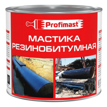 Мастика битумно-резиновая 2 л Profimast, гидроизоляционная Мастика битумно-резиновая 2 л Profimast, гидроизоляционная
