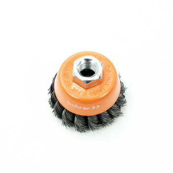 Щетка-крацовка "чаша" витая,жесткая проволока 65мм 0,5мм М14мм для УШМ арт.36200065 Bohrer *1/100