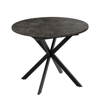 Стол обеденный круглый раздв.Мэдисон d1000(+315)мм h750мм Ателье темный/Черный Муар ТриЯ*1