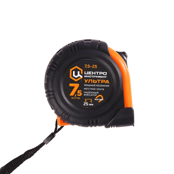 Рулетка 7,5м "УЛЬТРА" каучук с фиксатором магнитная (7,5Мх25мм) ЦИ *1/6