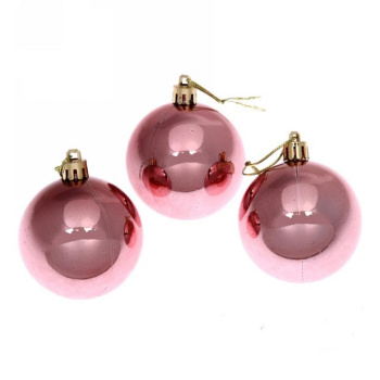 Набор новогодних шаров "Глянец", диаметр 6 см, 3 шт., розовое золото