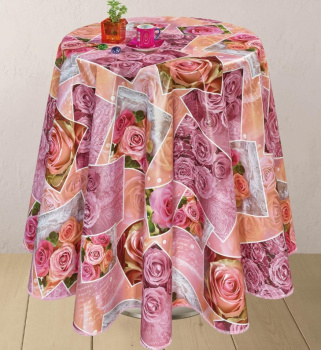 яяяСкатерть клеёнка 1,40м х 1,0м "Розовые розы" 050А "Dekorama" *1/20