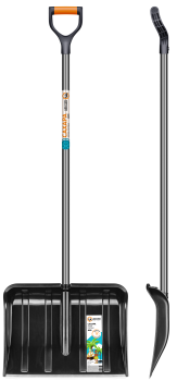 Лопата снегоуб пластик 510*380 с планкой дерев черенком, V- ручка "Сахара"  (арт.0364)  *1