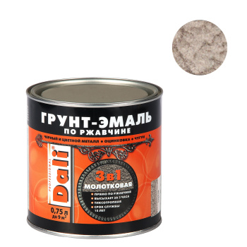 Грунт-эмаль 0.75 л по ржавчине DALI, серая, с молотковым эффектом Грунт-эмаль 0.75 л по ржавчине DALI, серая, с молотковым эффектом