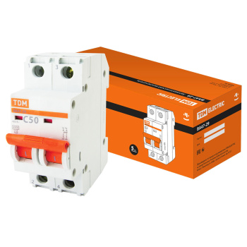 Автоматический выключатель TDM ELECTRIC, 2 полюса, 50 А, 4.5 кА