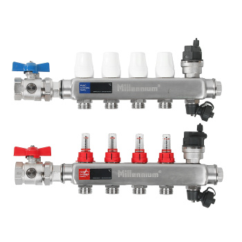 Коллекторная группа Millennium с расходомером, 4 выхода, с кранами