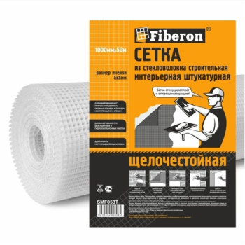 Сетка штукатурная 1х50 м Fiberon SMF053T, 5х5 мм, 70 г/м², белая