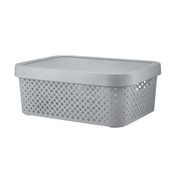 Корзина для хранения пластм. "Stockholm" 360х275х139мм с Крышкой Серый шторм PT500501025 *1/7