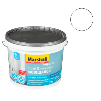 Краска латексная 9 л для стен и потолков MARSHALL EXPORT-2, база BW, глубокоматовая