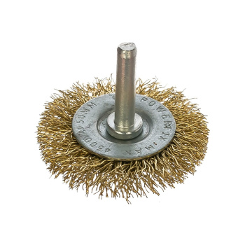 Щетка для дрели плоская крученая с хвостовиком латунированная 75мм VIRA  (арт.570075) *1