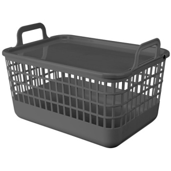 Корзина для хранения пластм. "Kobo" 320х224х210мм 12л с Крышкой Серый арт.435218311("Бытпласт")*1/16