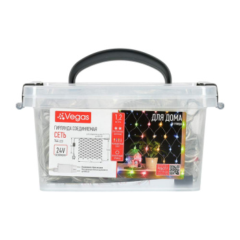Гирлянда Сеть 1,2*1,5 м 24V VEGAS 144 LED  мульти уличная IP44 55246 *1/4 Гирлянда Сеть 1,2*1,5 м 24V VEGAS 144 LED  мульти уличная IP44 55246 *1/4